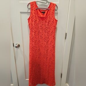R&K CORAL Sleeveless Eyelet TANK Fully LINED dress. Medium.